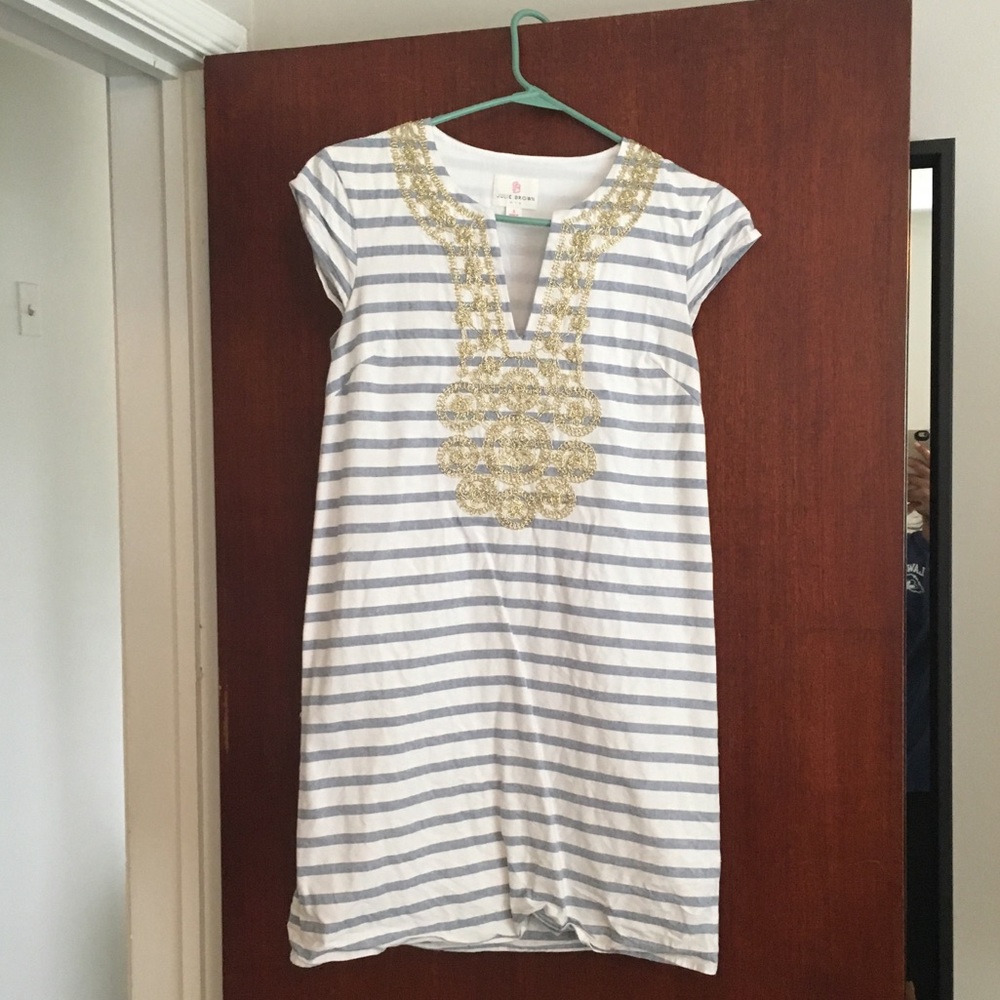 Striped Summer Dress with Gold Embellishment